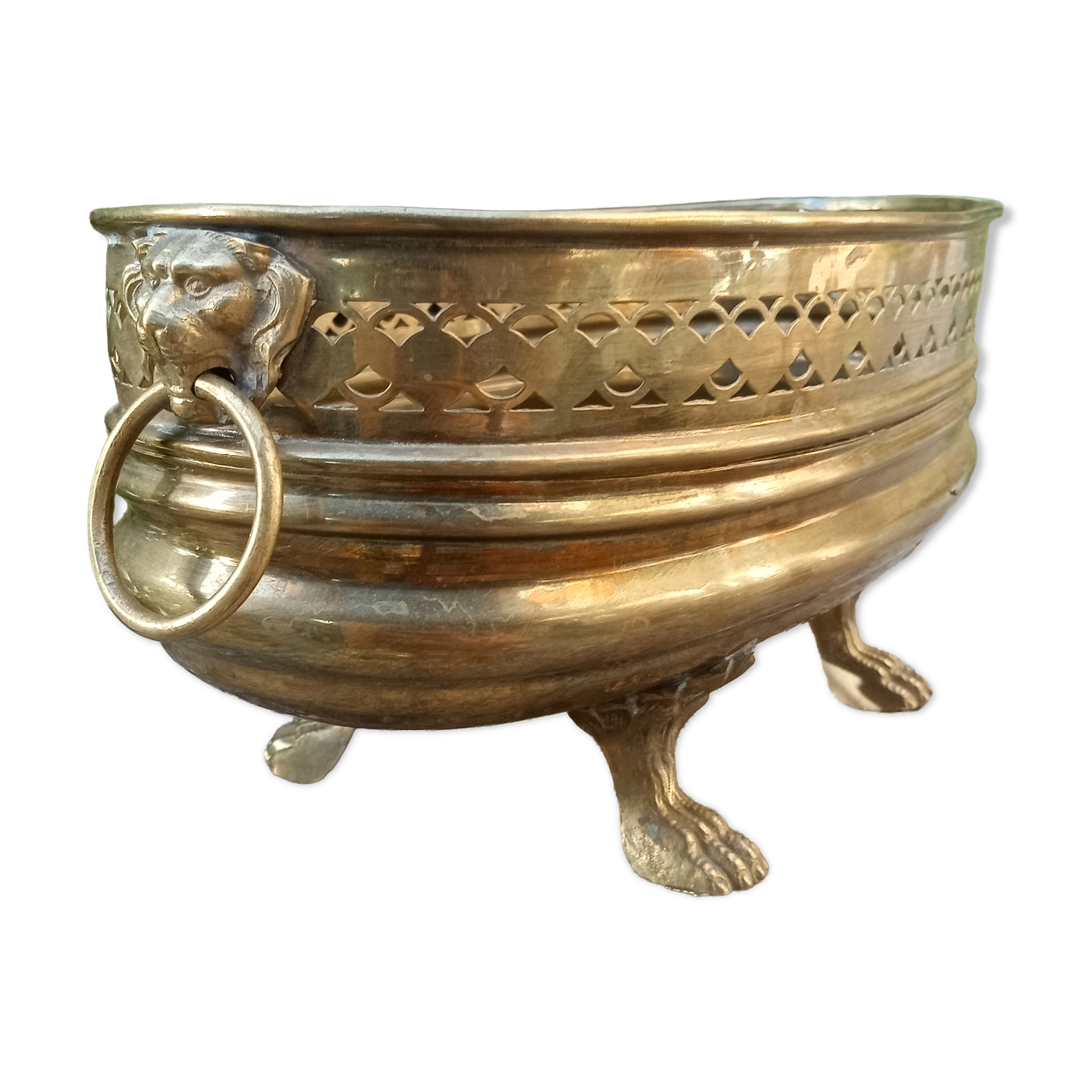 Large brass lion planter Art Nouveau
