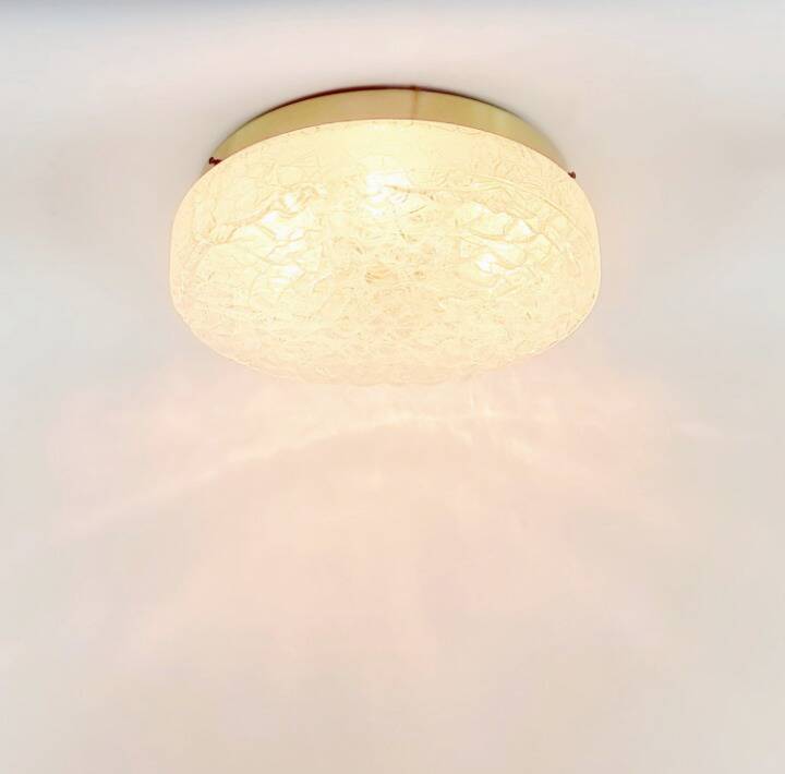 Pair of Large Murano Ice Glass Ceiling Lights from Doria Leuchten, Germany, 1960s