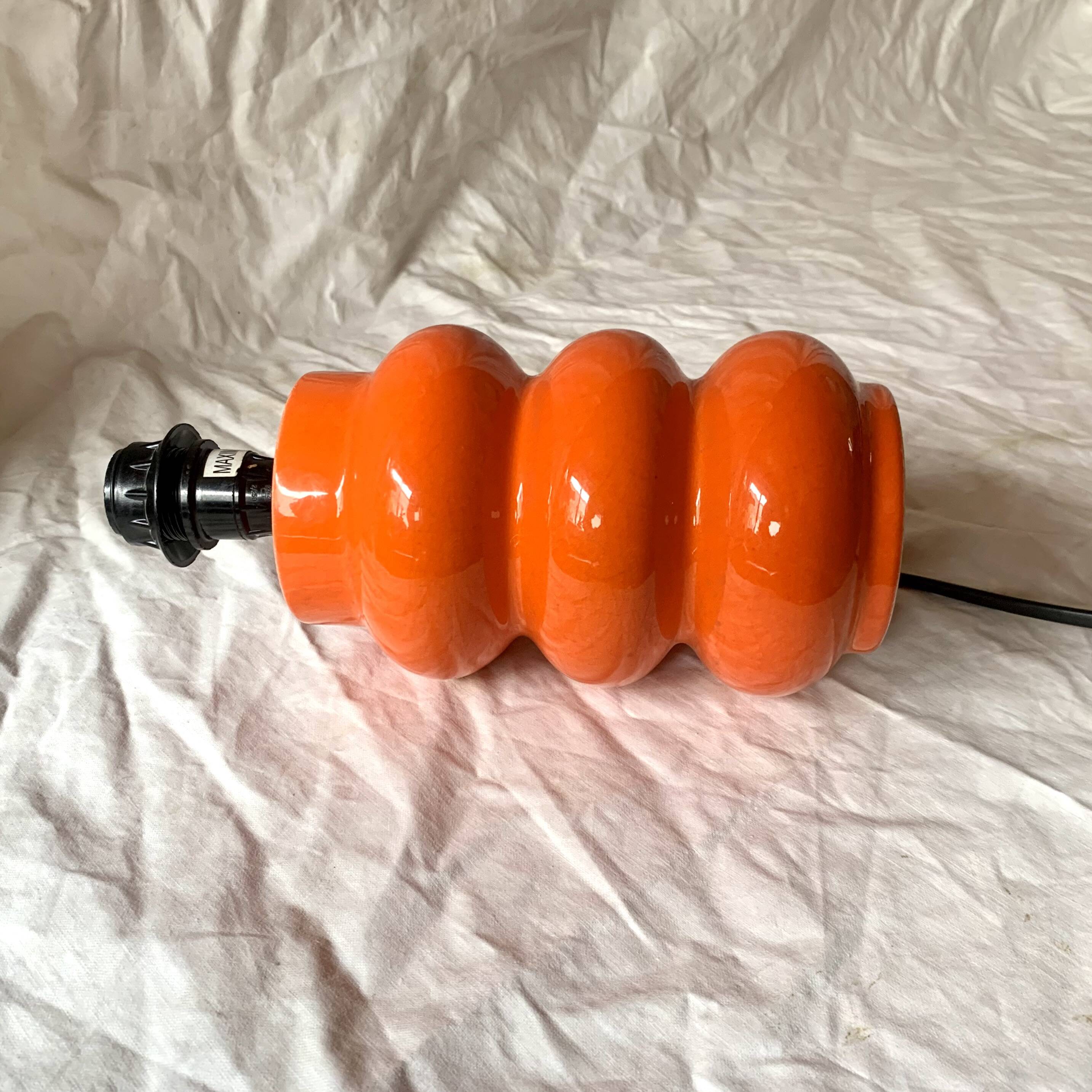 Orange glazed ceramic lamp base - 1970s