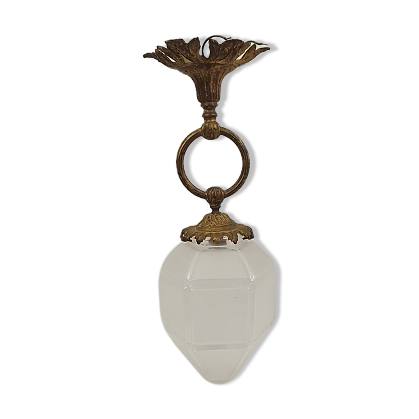 Vintage chandelier in brass and glass