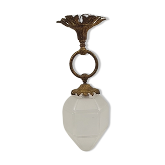 Vintage chandelier in brass and glass