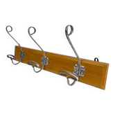 Wood and metal school wall coat racks