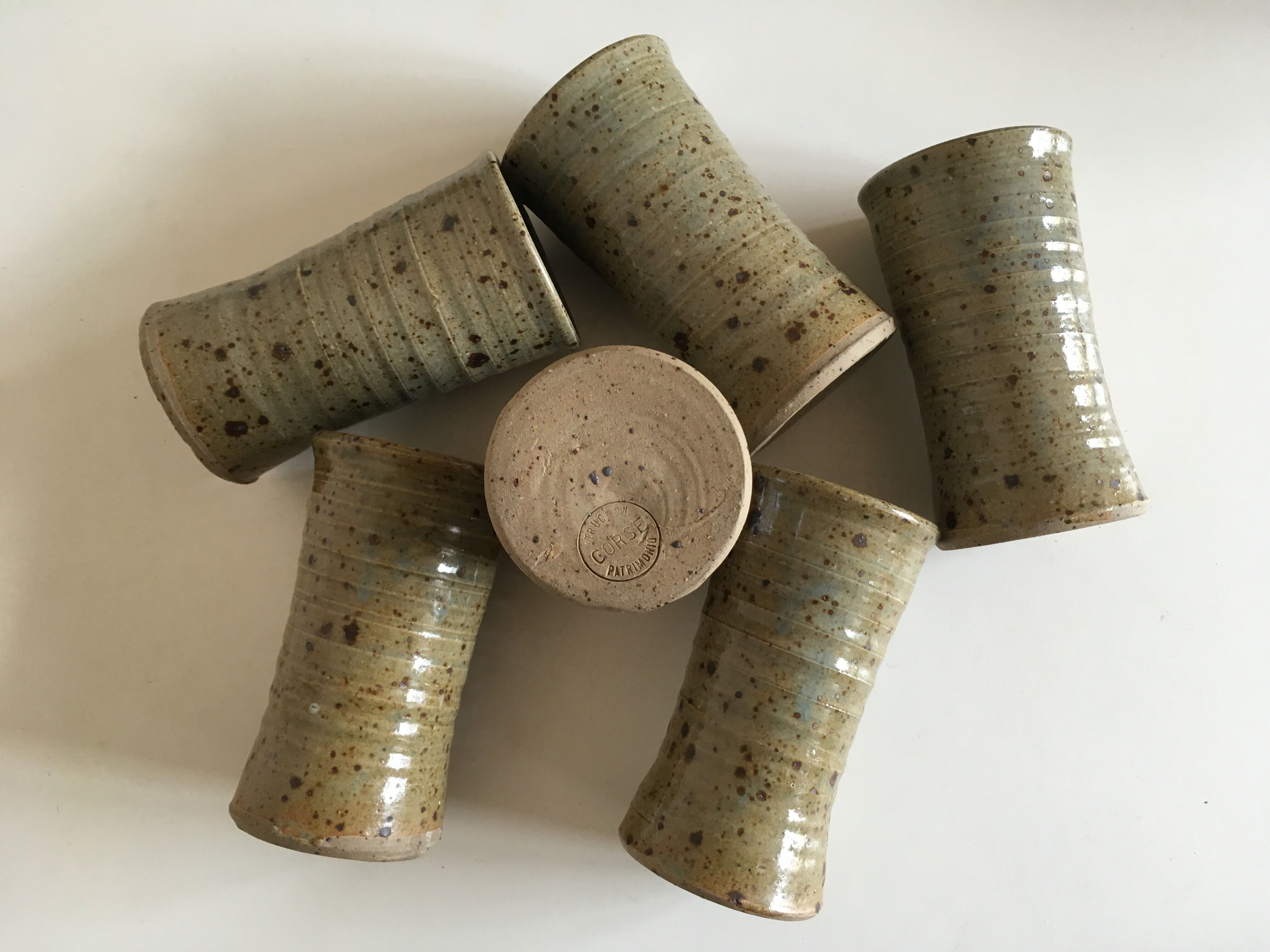 set of potter's pyrity sandstone mugs 1970