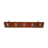 Porte-manteaux mural ancien 5 crochets doubles en fer blanc