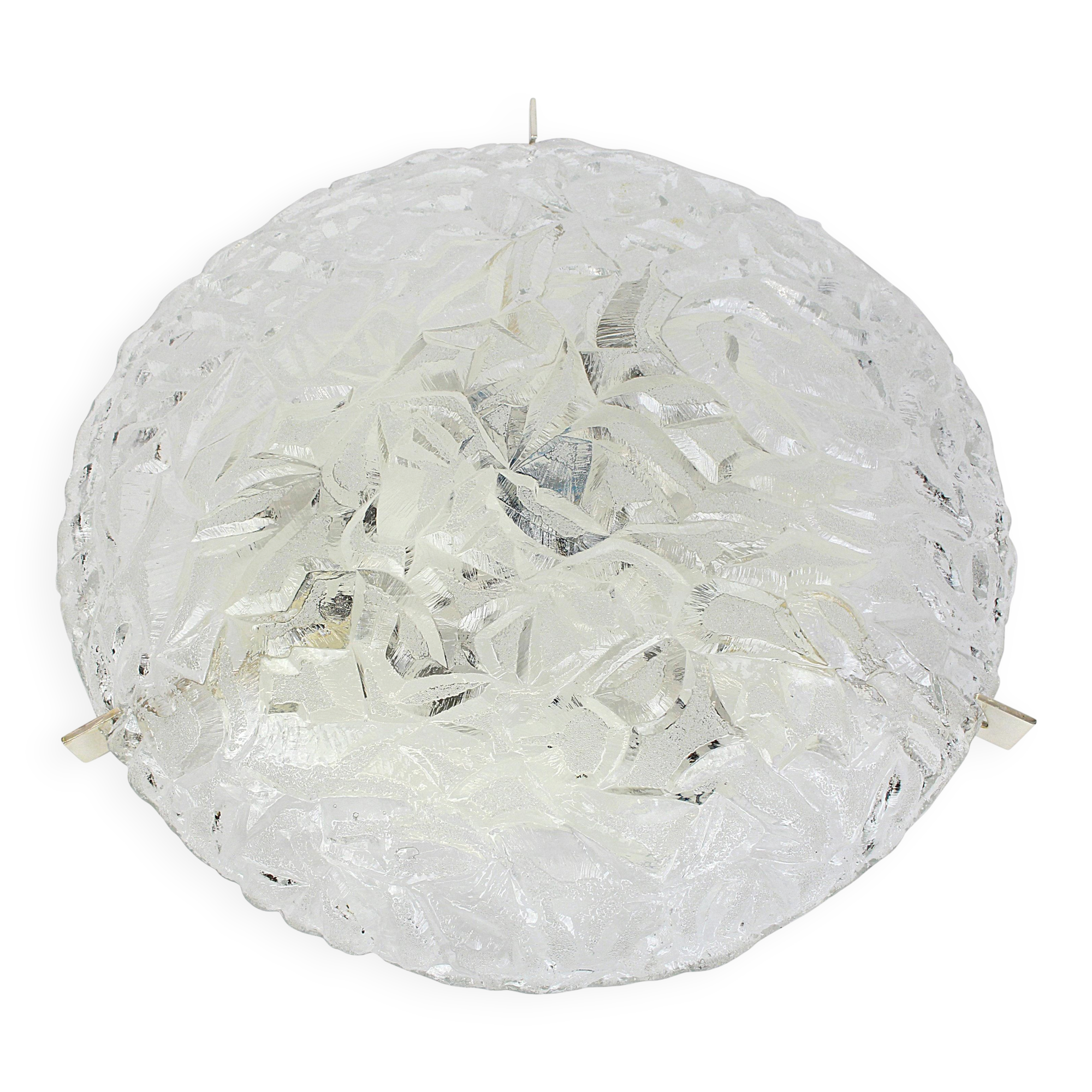 Large round frosted glass ceiling light, Kaiser, Germany, 1970s