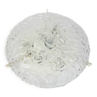 Large round frosted glass ceiling light, Kaiser, Germany, 1970s