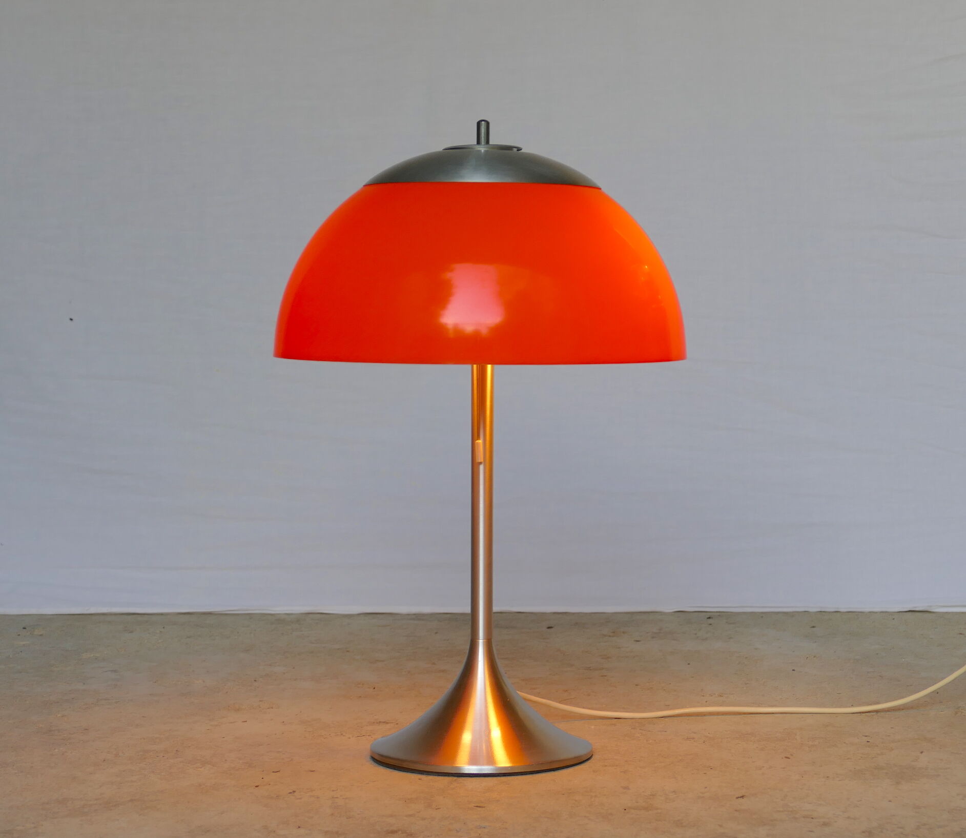 Unilux vintage orange mushroom lamp 1970