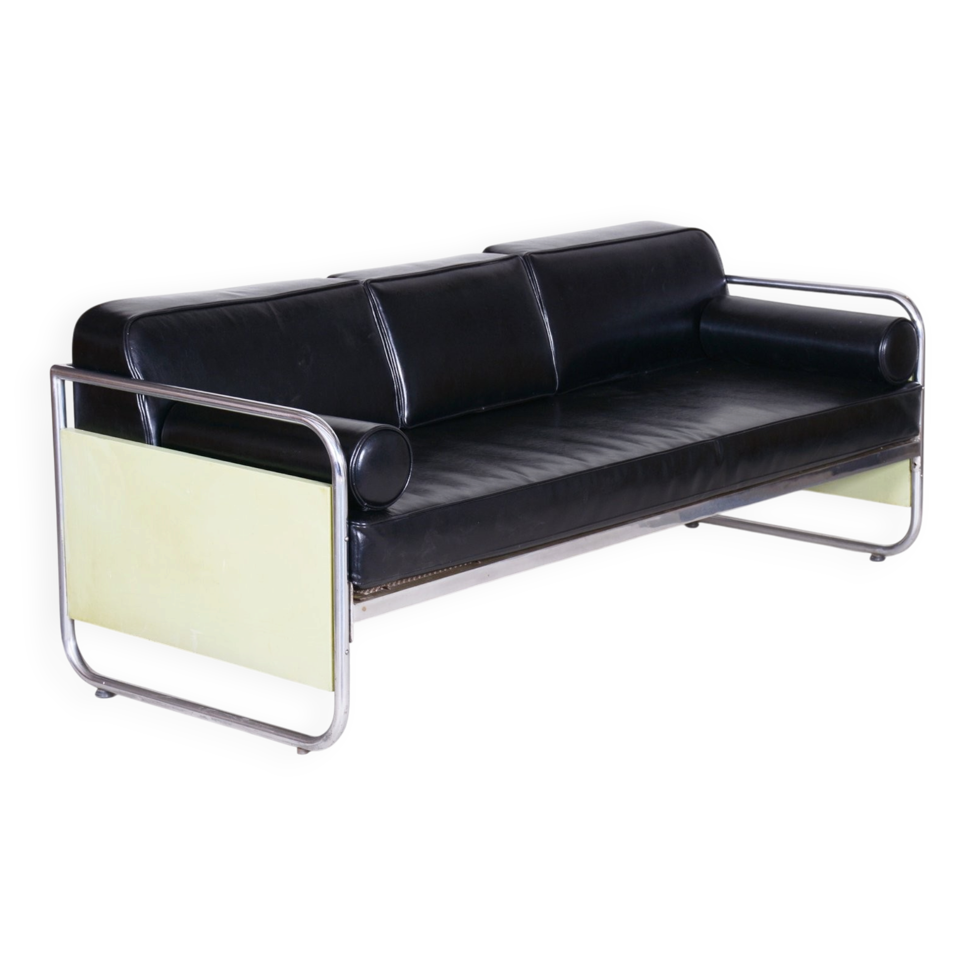Bauhaus Sofa in Chrome and Leather by Vichr a Spol, 1930s