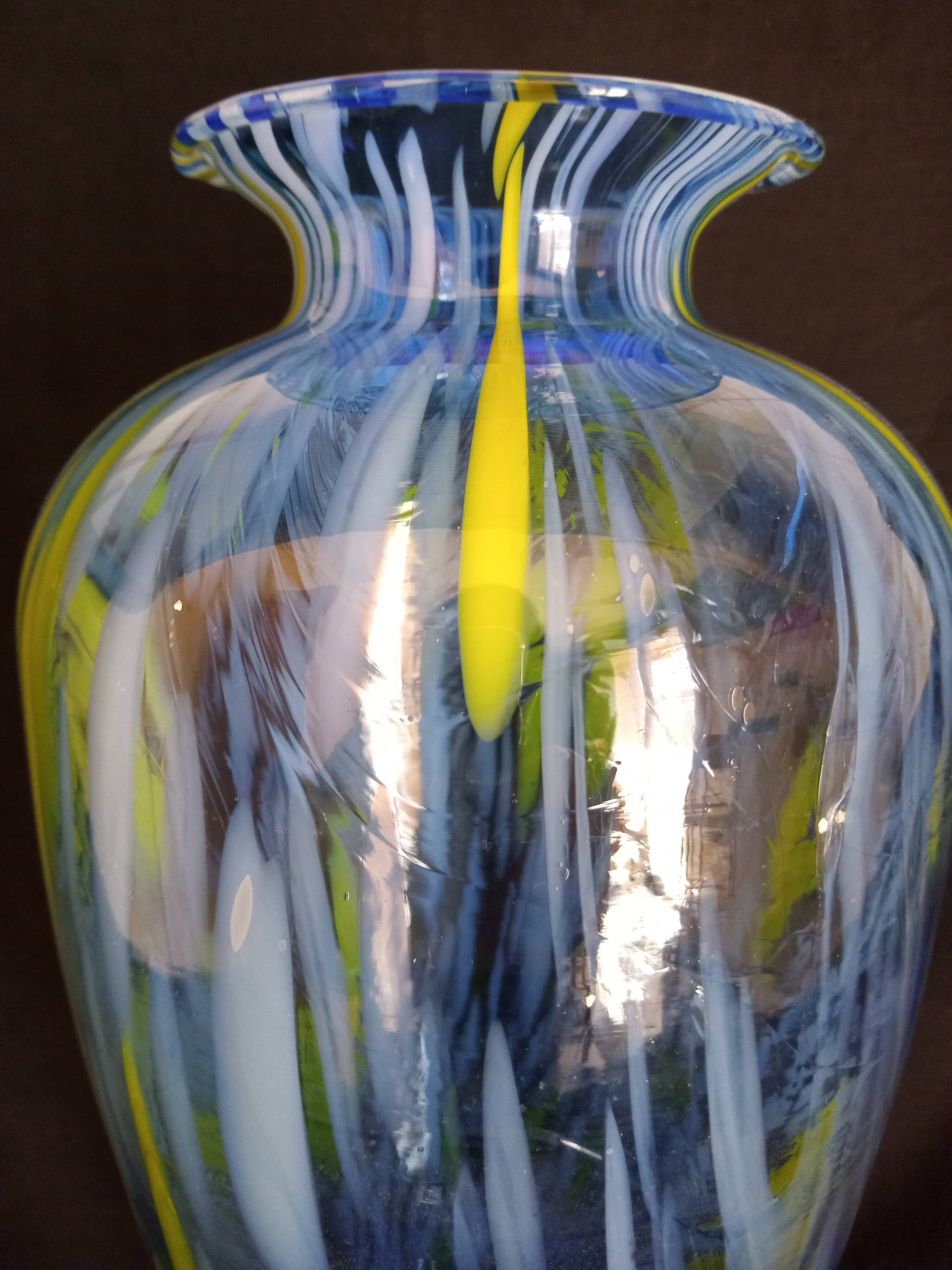 Large Murano glass vase, handmade, 38 cm high