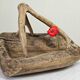 Vintage brutalist olive wood basket