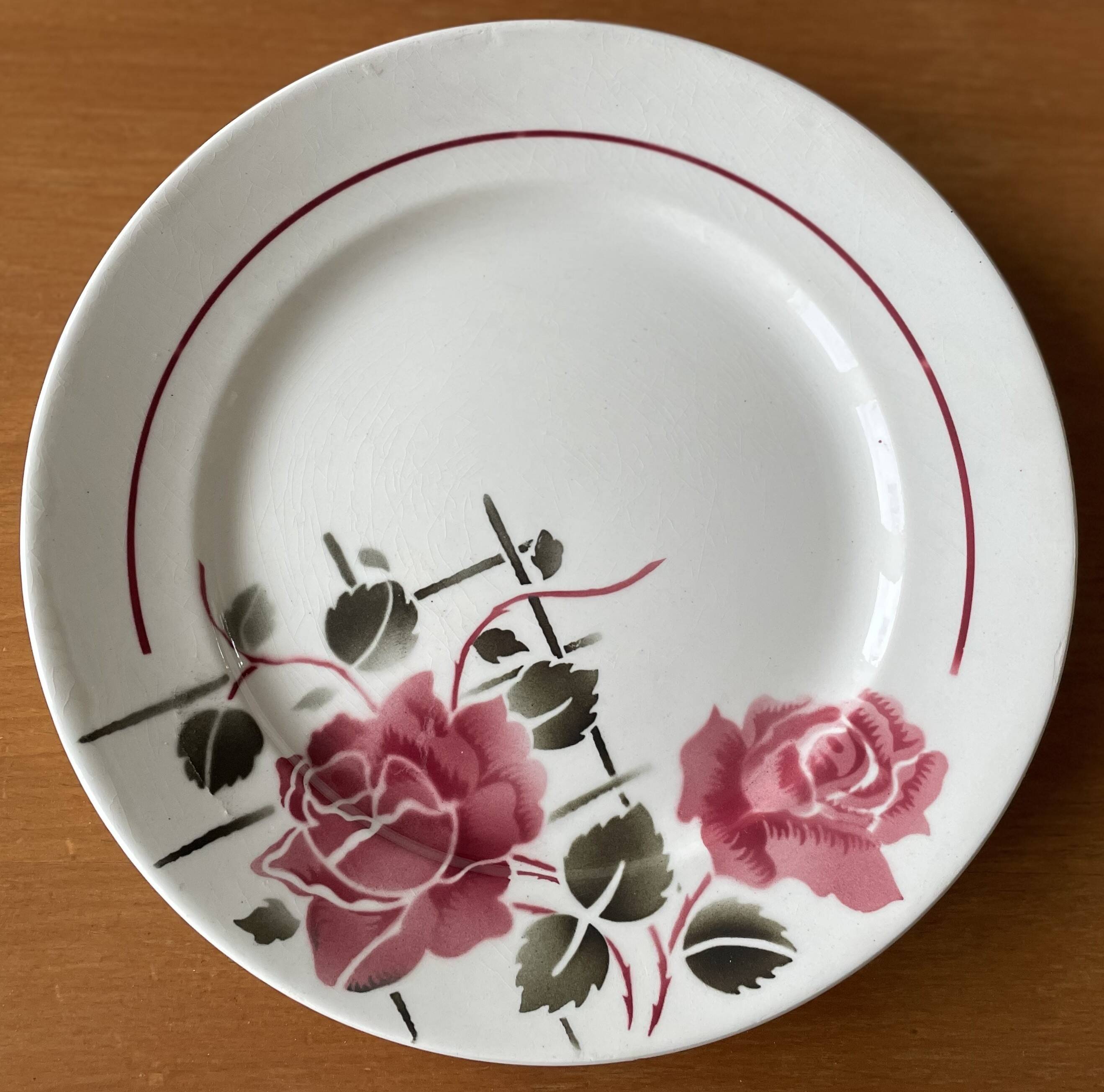 6 antique flat plates in faience from badonviller