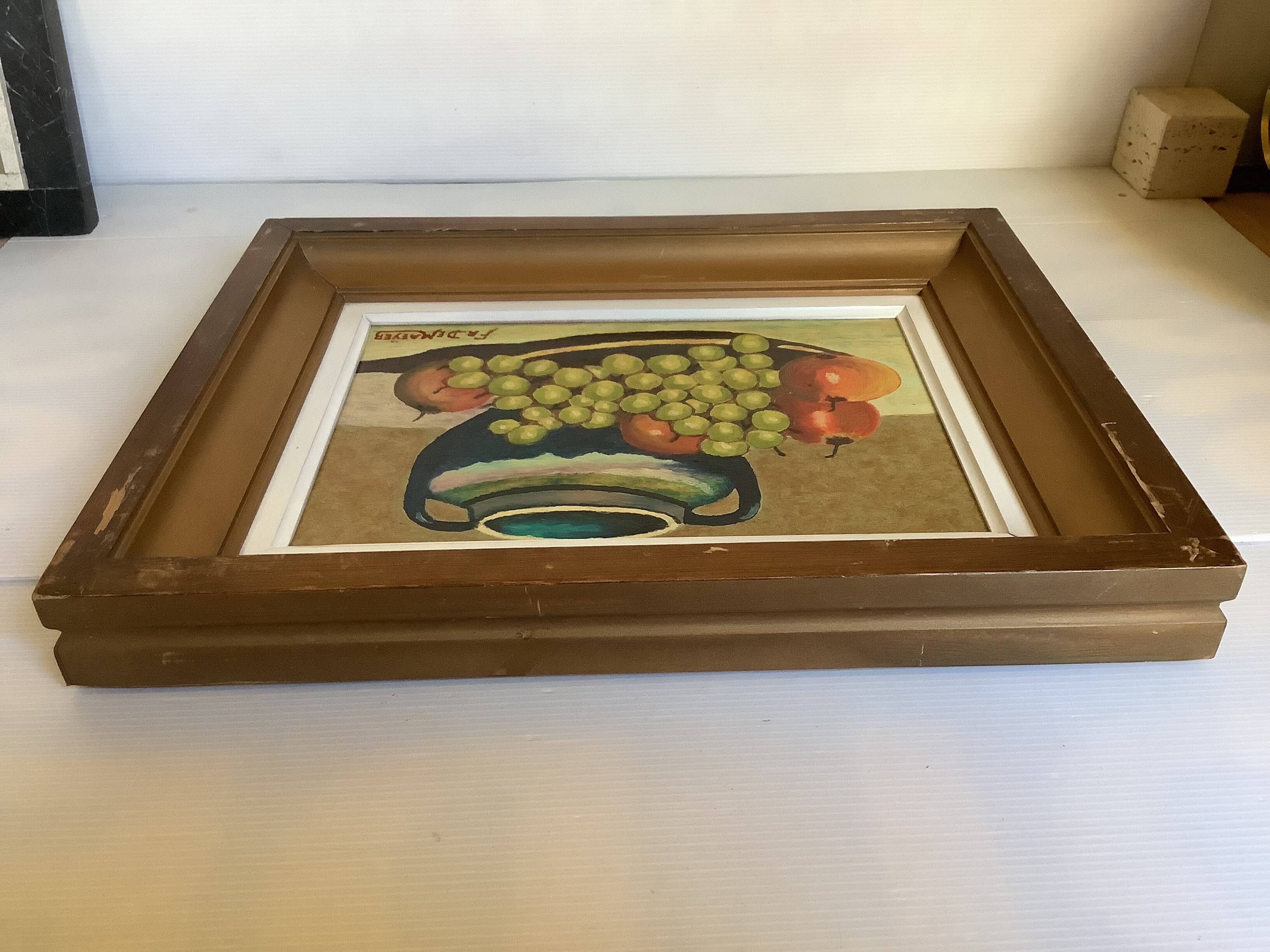 Still life painting oil on panel signed