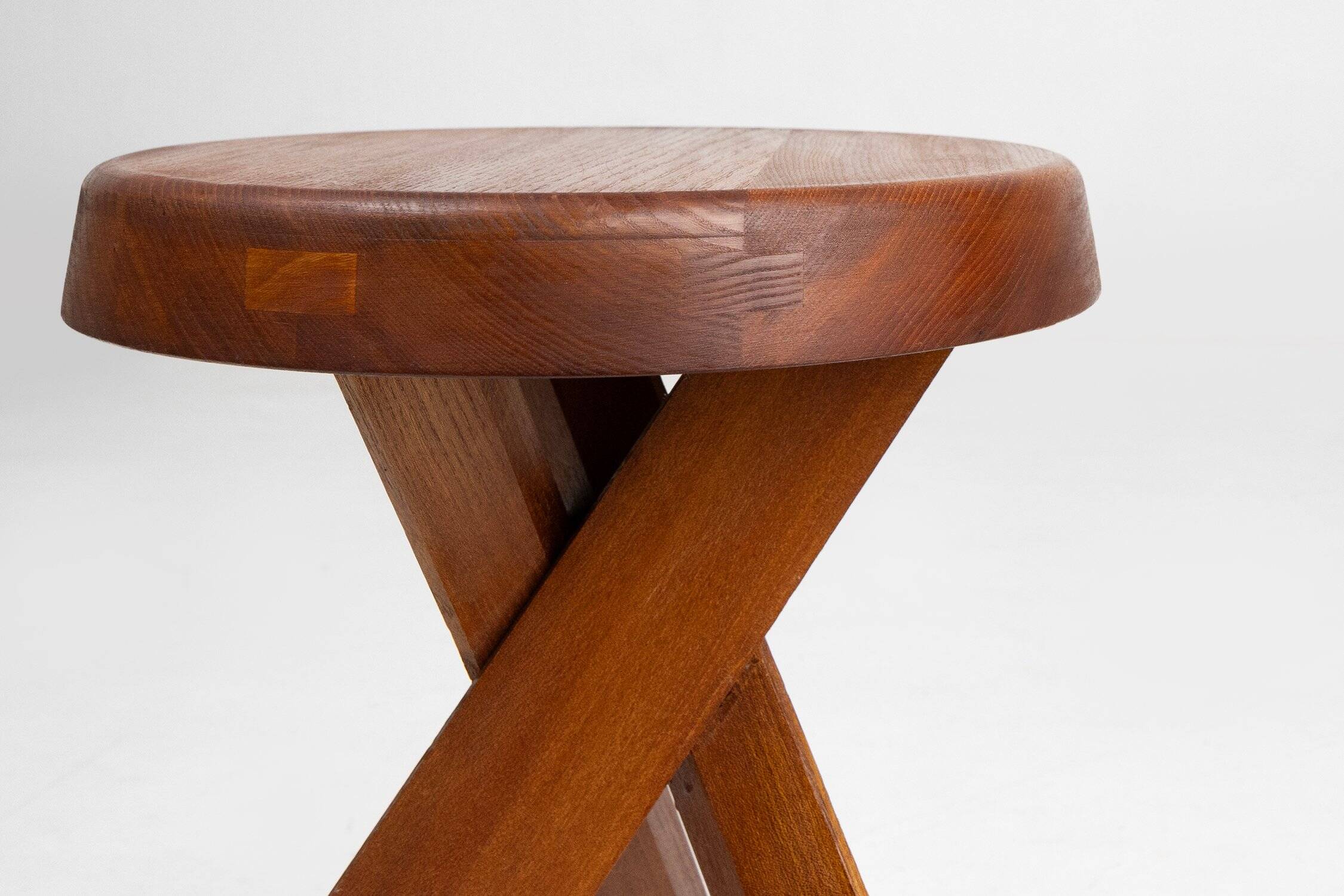 Model S31 Stool in Elm Wood by Pierre Chapo, 1974
