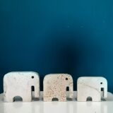 Trois statuettes d’éléphant presse-papier travertinFratelli Mannelli made in Italy - millésime