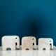 Three elephant statuettes travertine paperweight - Fratelli Mannelli made in Italy - vintage
