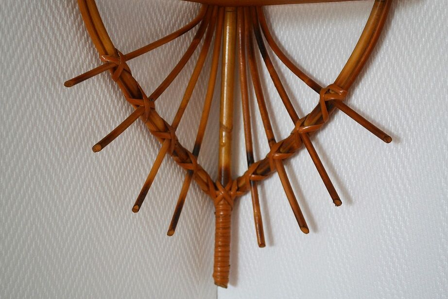 Etagère d'angle en rotin vintage