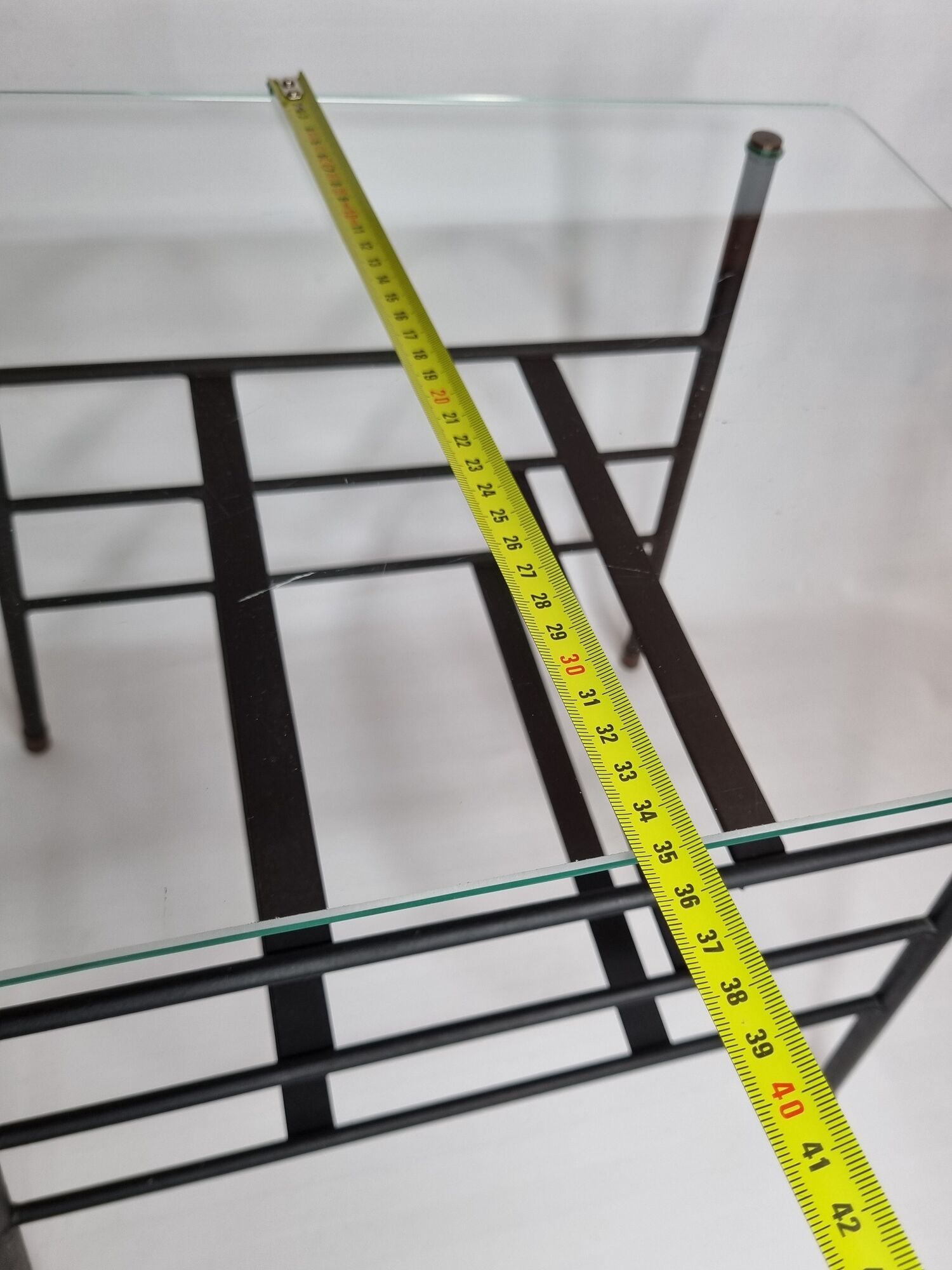 Vintage coffee table and door reviewed in glass and metal, 50s