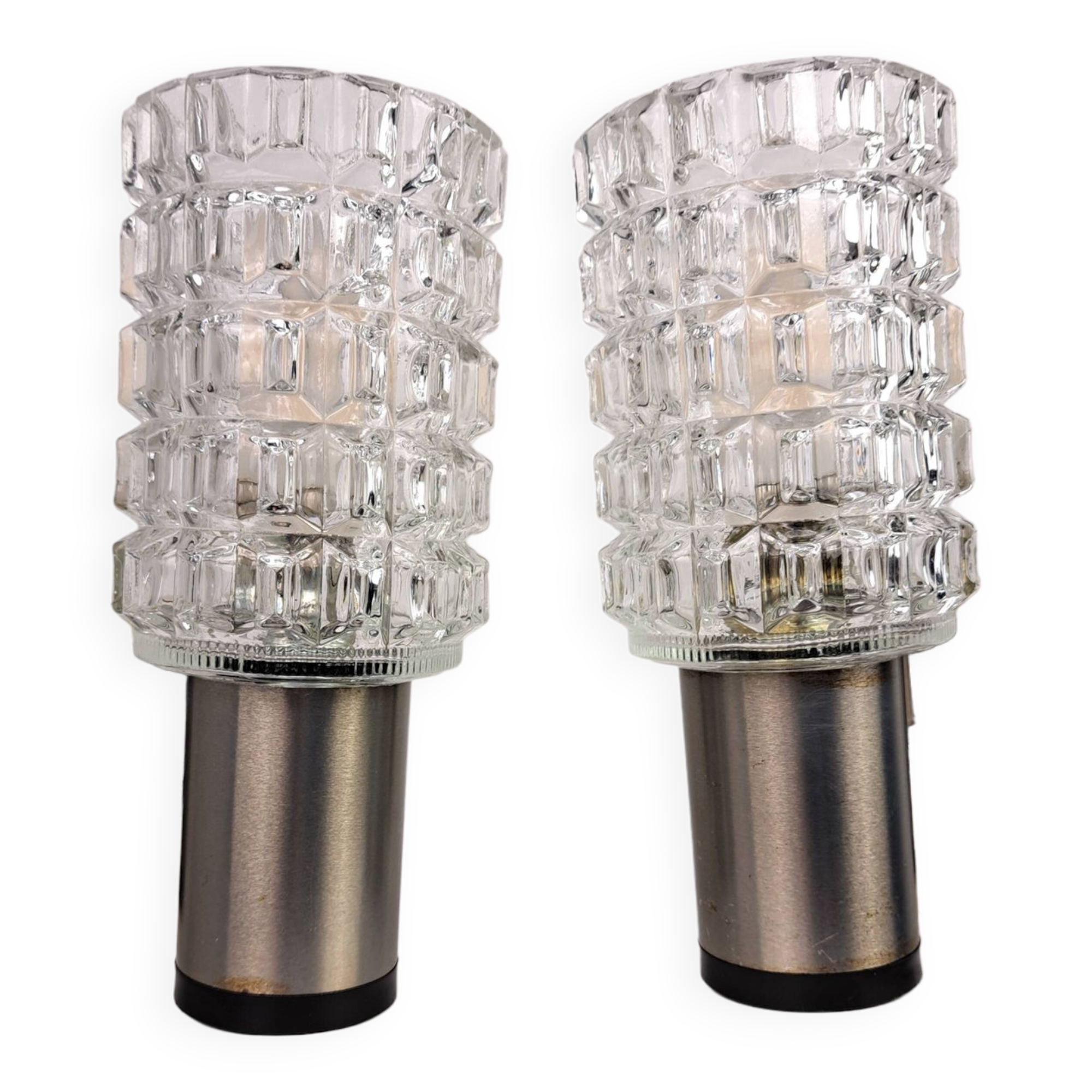 Pair of 70s glass wall lamps by Targetti Sankey