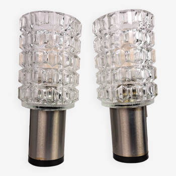 Paire de lampes en applique en verre 70s de Targetti Sankey