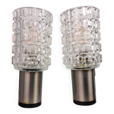 Pair of 70s glass wall lamps by Targetti Sankey