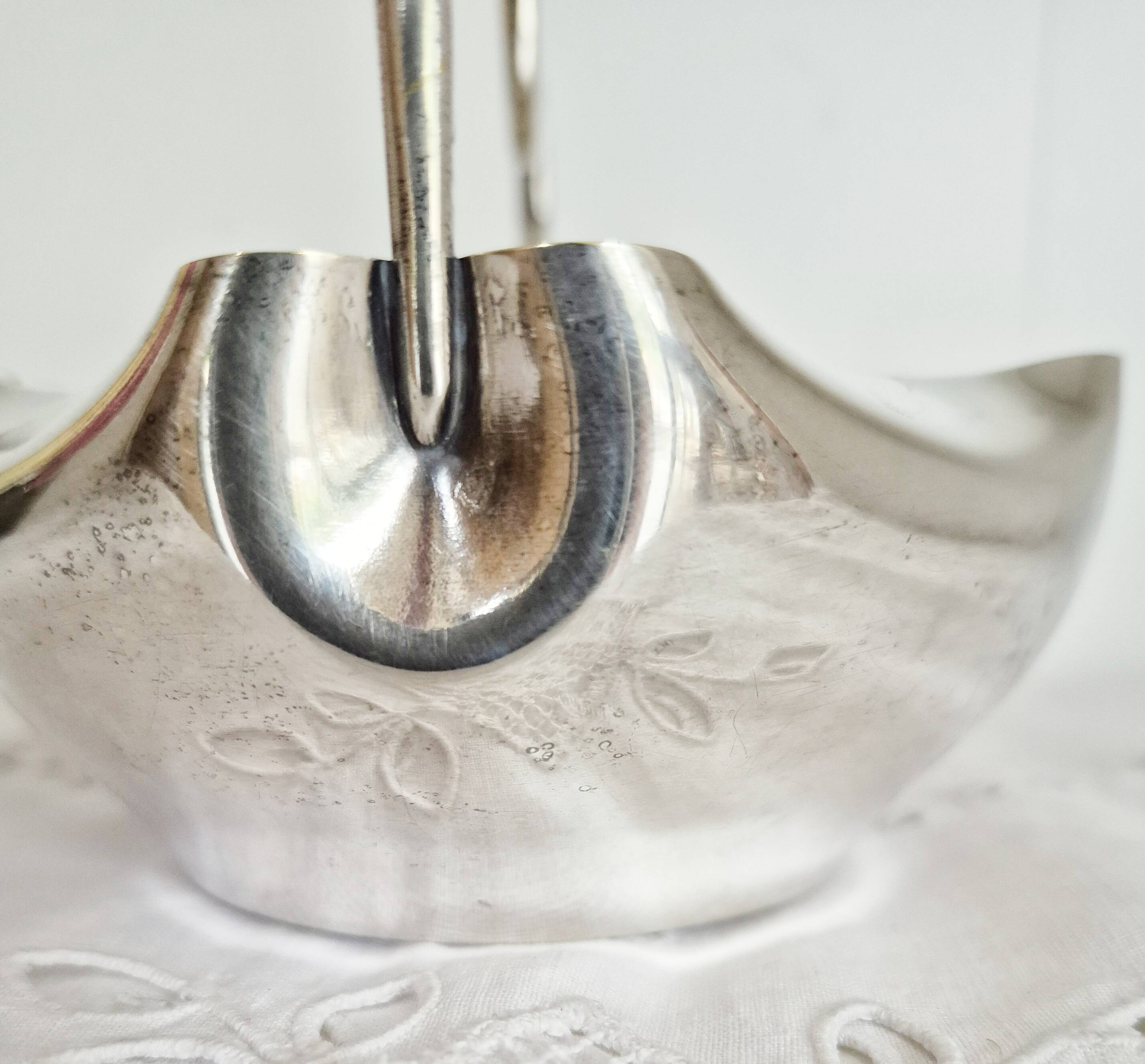 Antique silver-plated metal sugar bowl