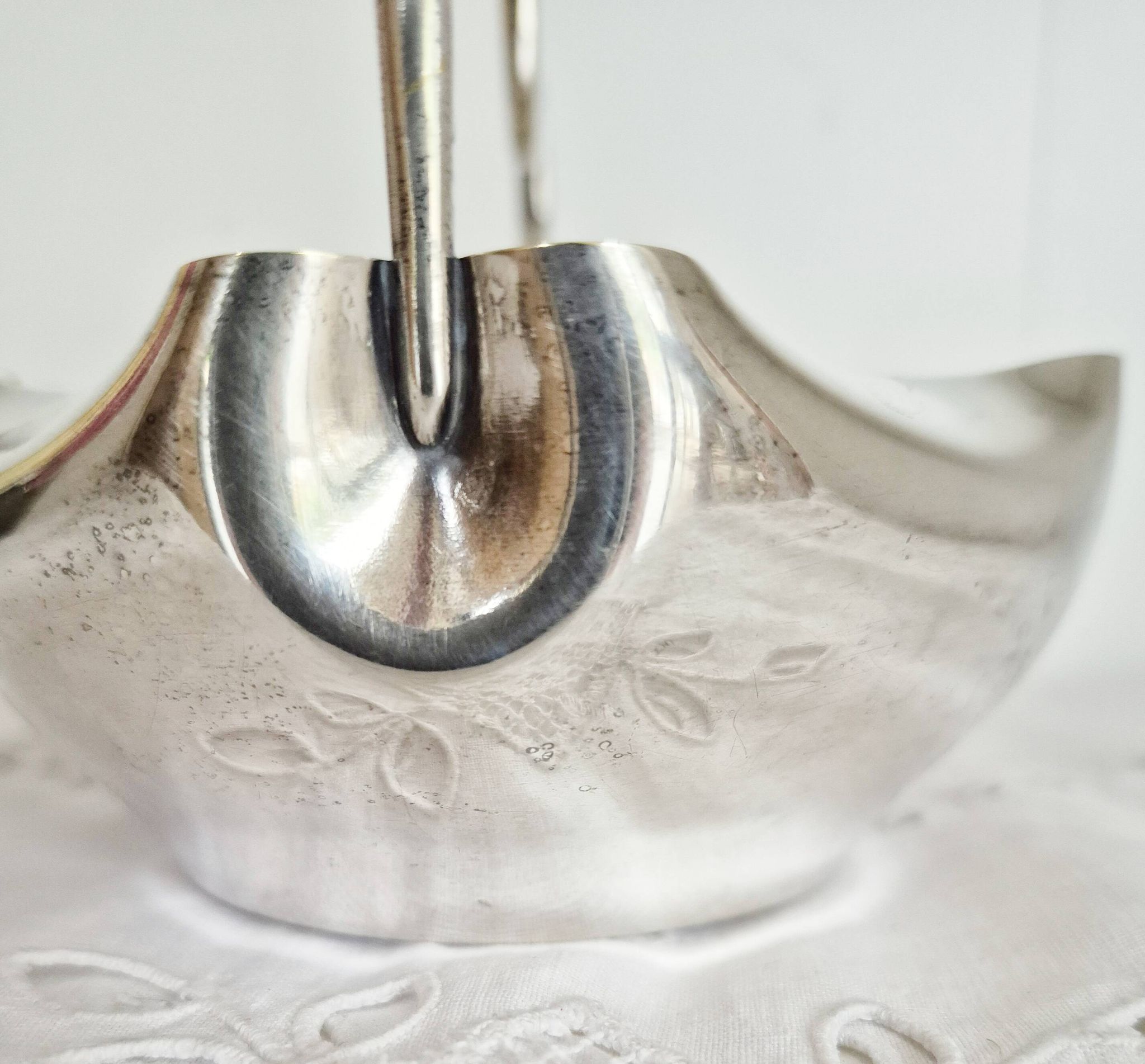 Antique silver-plated metal sugar bowl