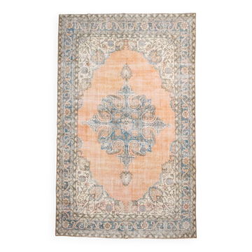 7x12 Peach & Blue Vintage Classic Antique Area Rug, 219x354Cm
