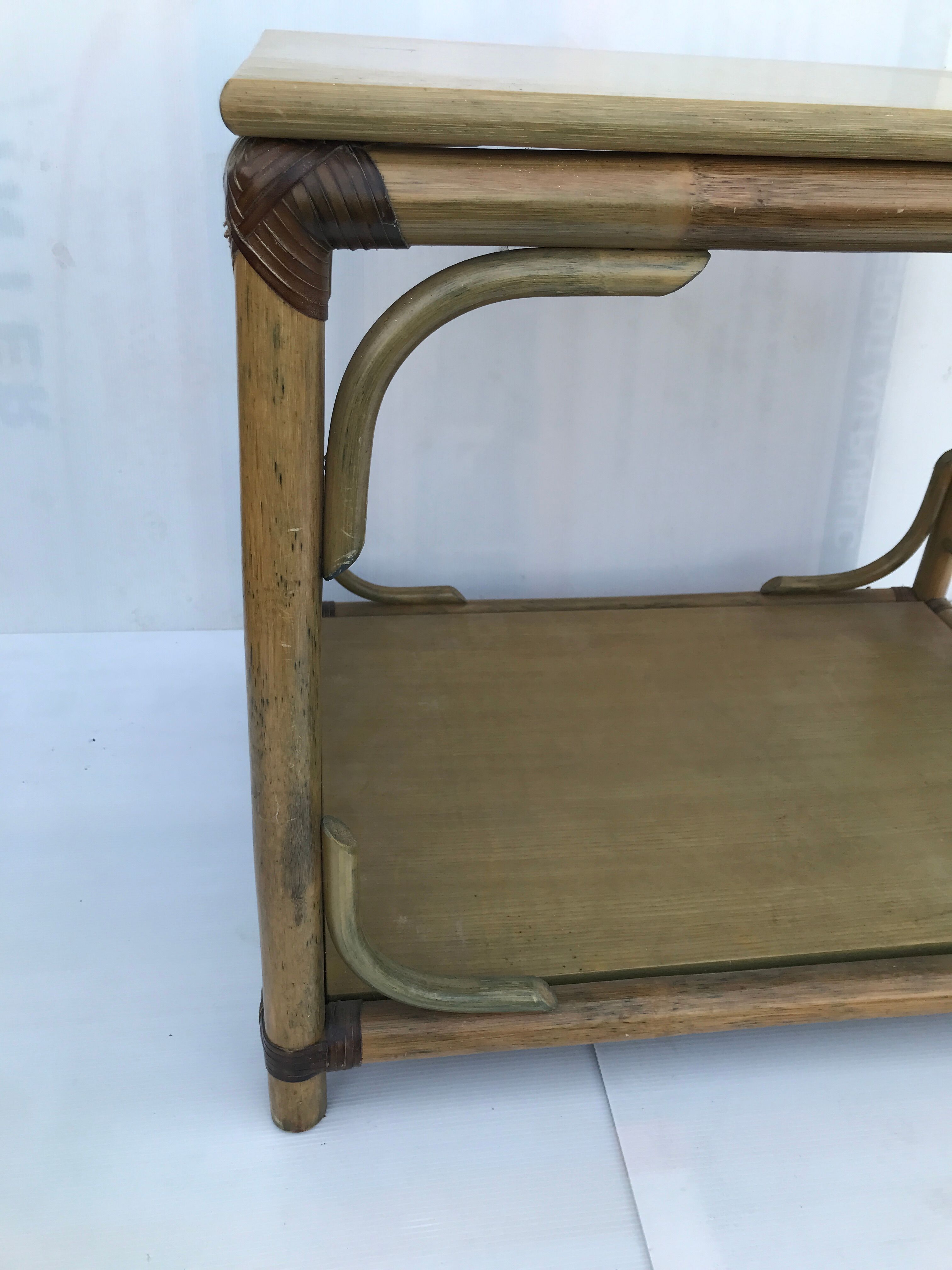 Wicker rattan coffee table 60s-70s