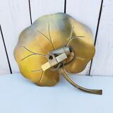 Wall lamp in golden brass leaf water lilies design 60