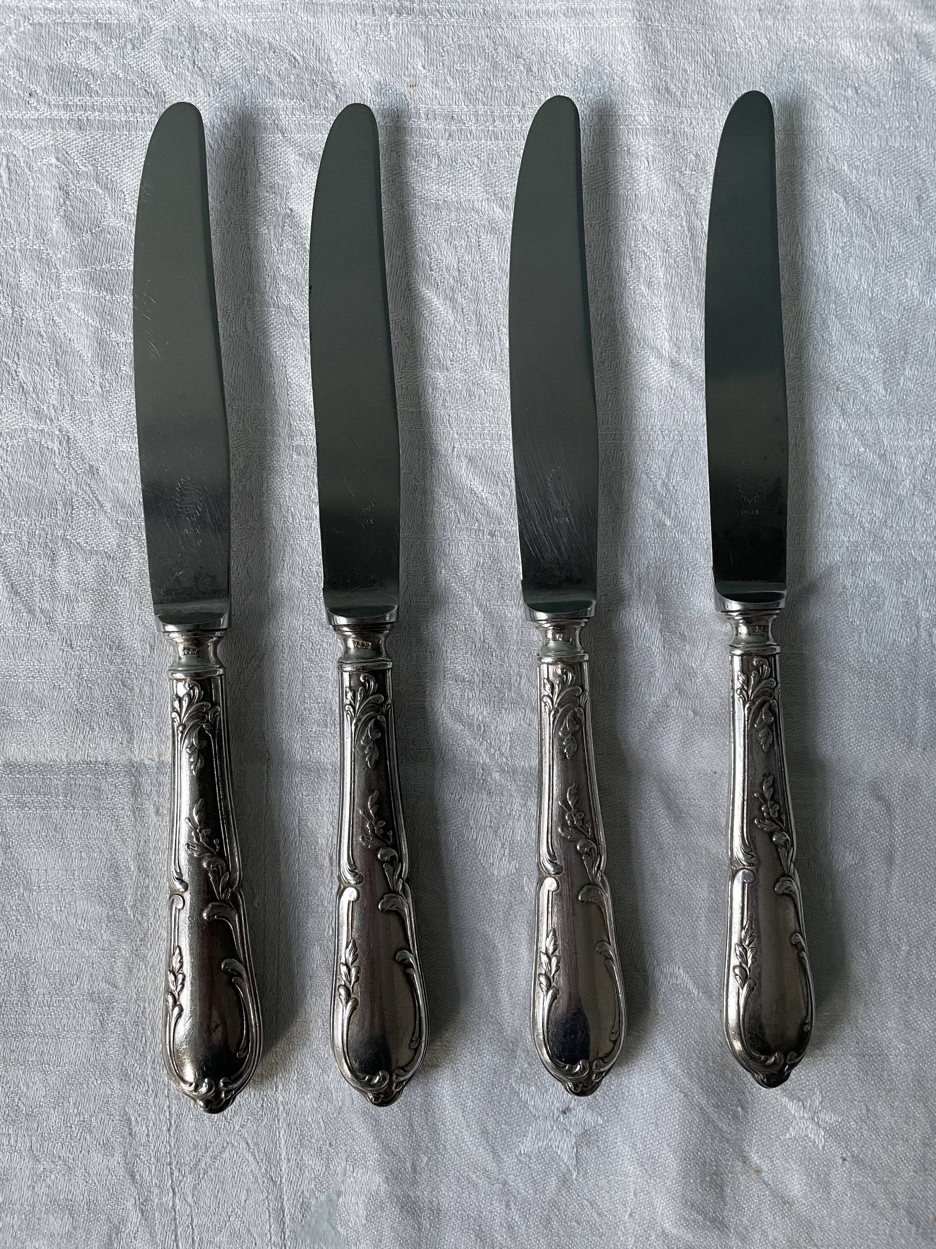 Set of 4 SFAM silver metal cheese knives