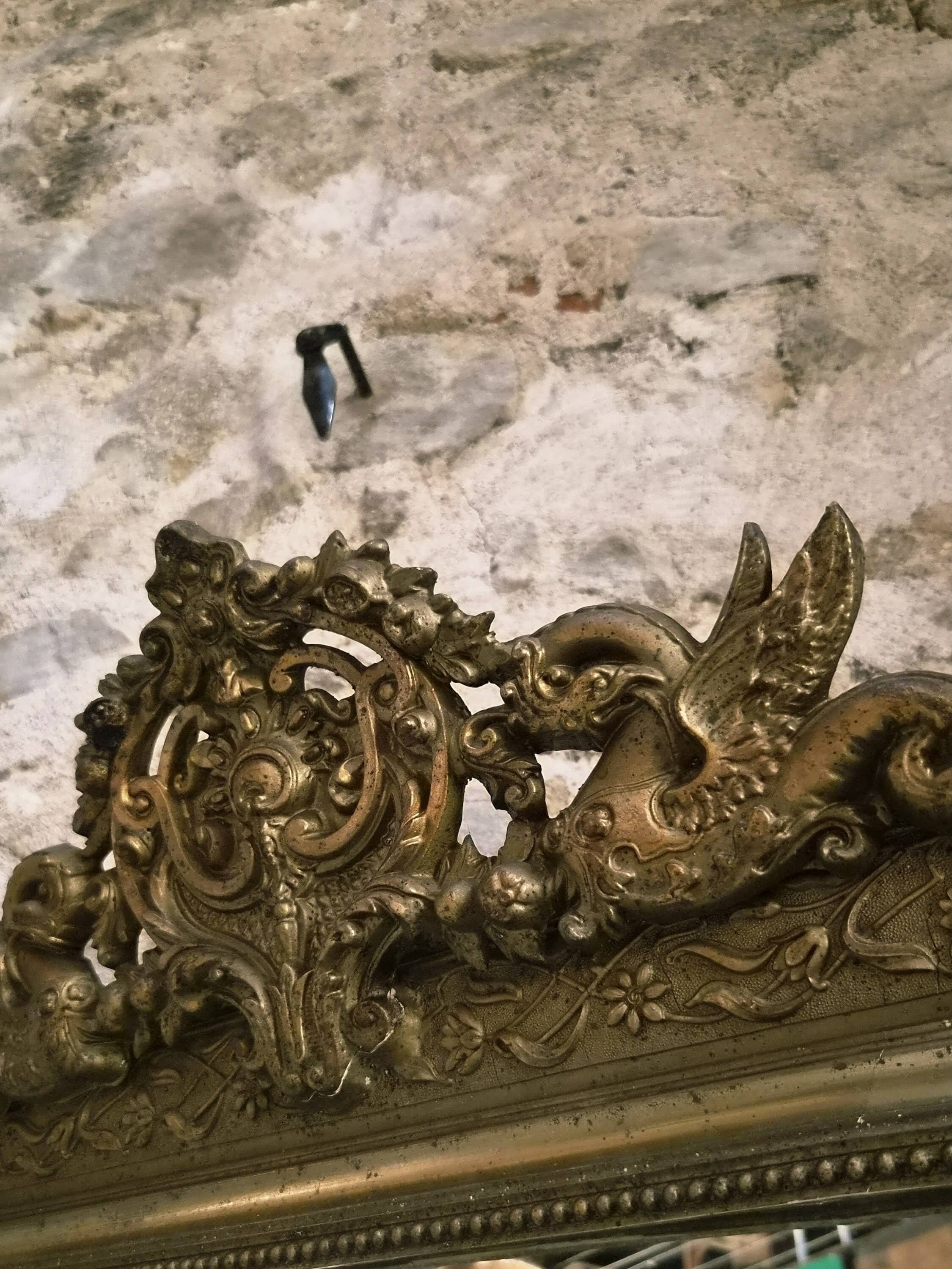 Large French mirror in Napoléon III style with a composition frame, circa 1880–1900.