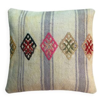 Vintage turkish kilim cushion cover , 40 x 40 cm