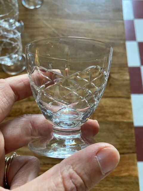Lot of 6 Daum engraved crystal glasses