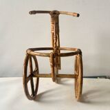 Vintage plant holder tricycle in bamboo and rattan