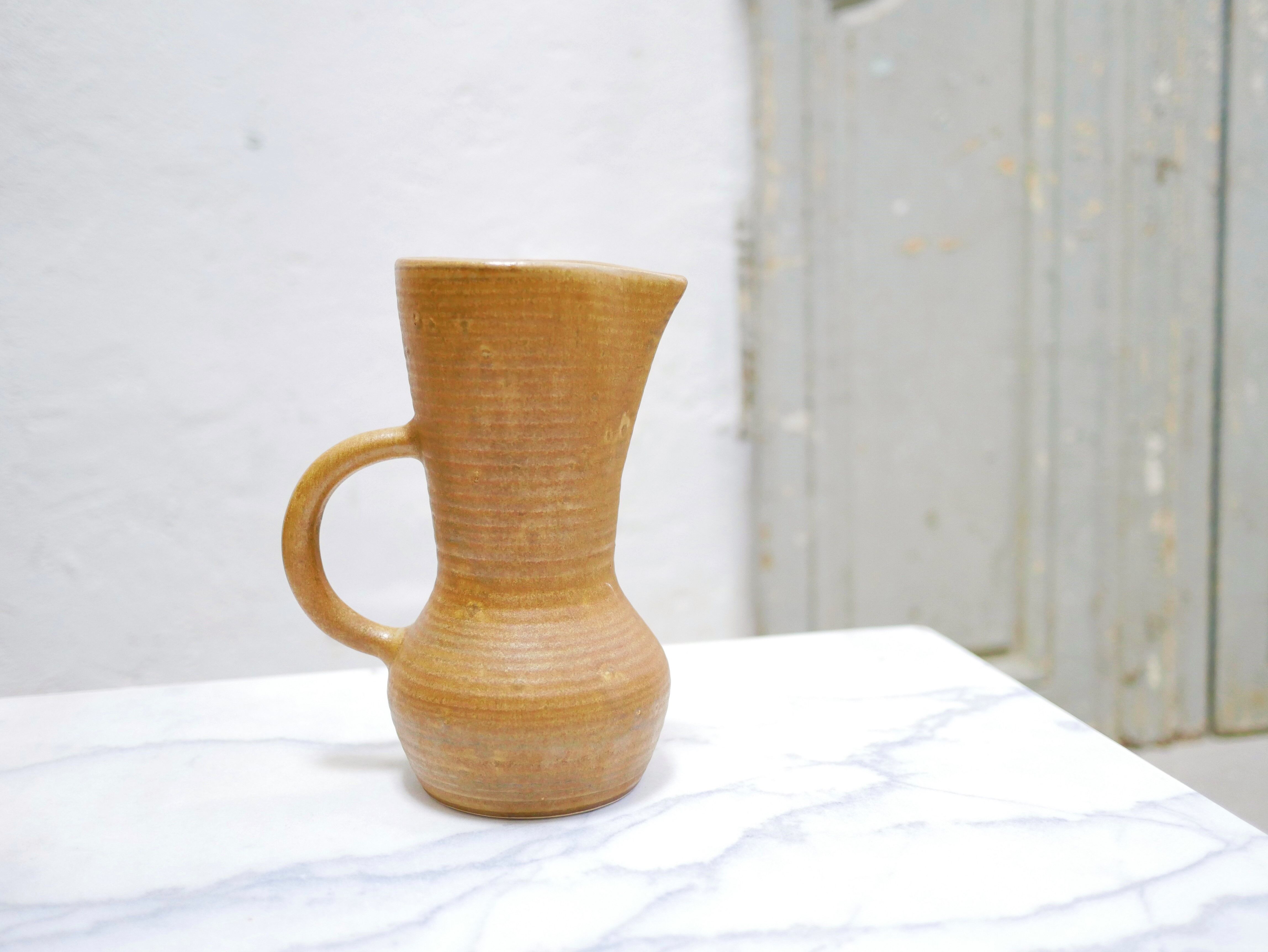 Vintage stoneware pitcher by the digoin factory, France
