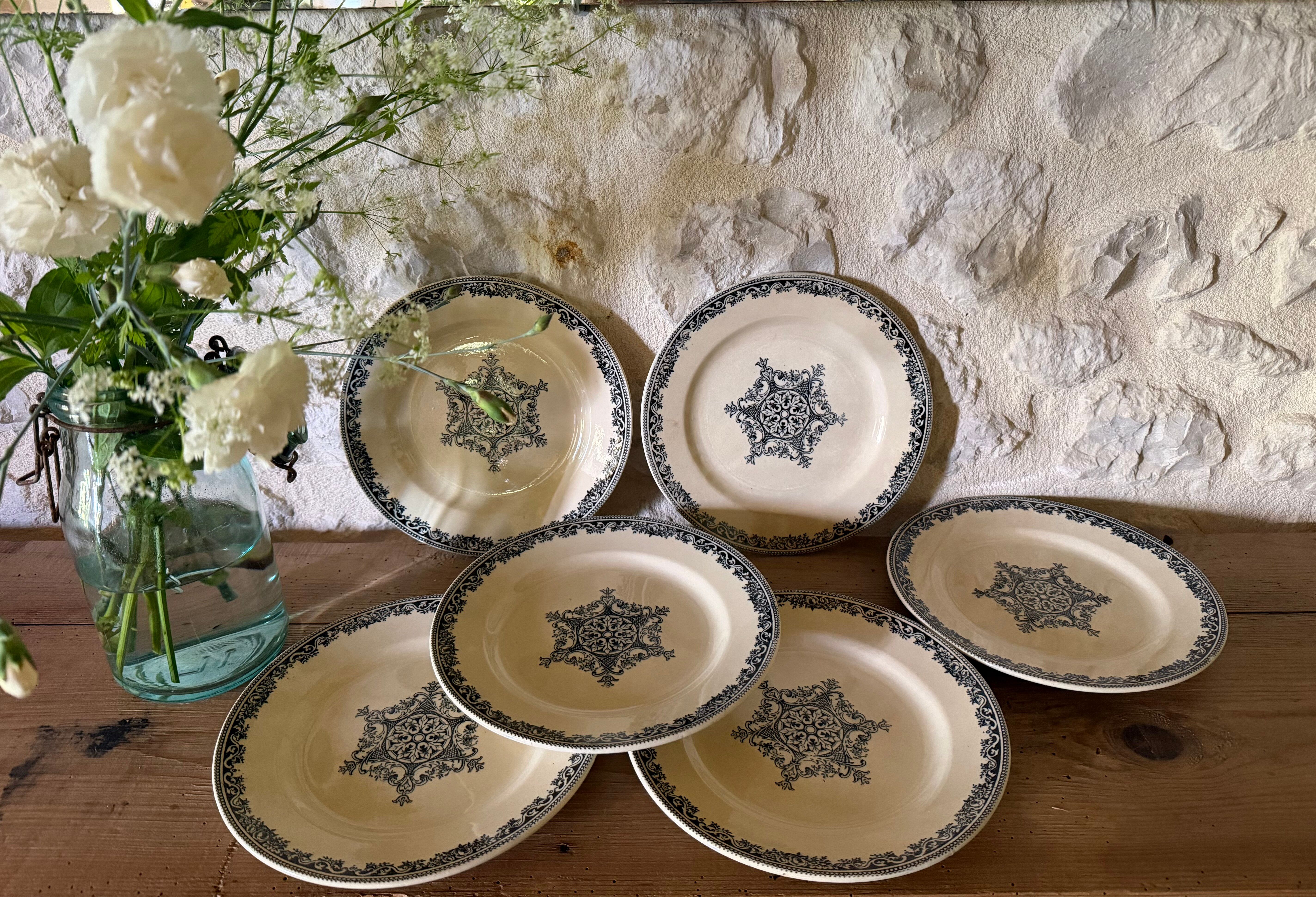 Flat plates Jules Vieillard Bordeaux in ironstone