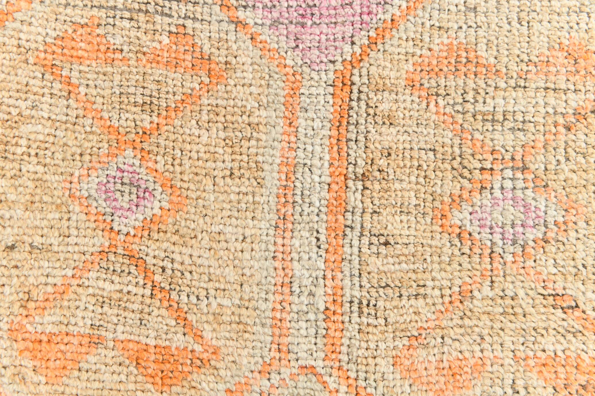 3x13 Pale Orange Vintage Runner Rug, 94x381Cm