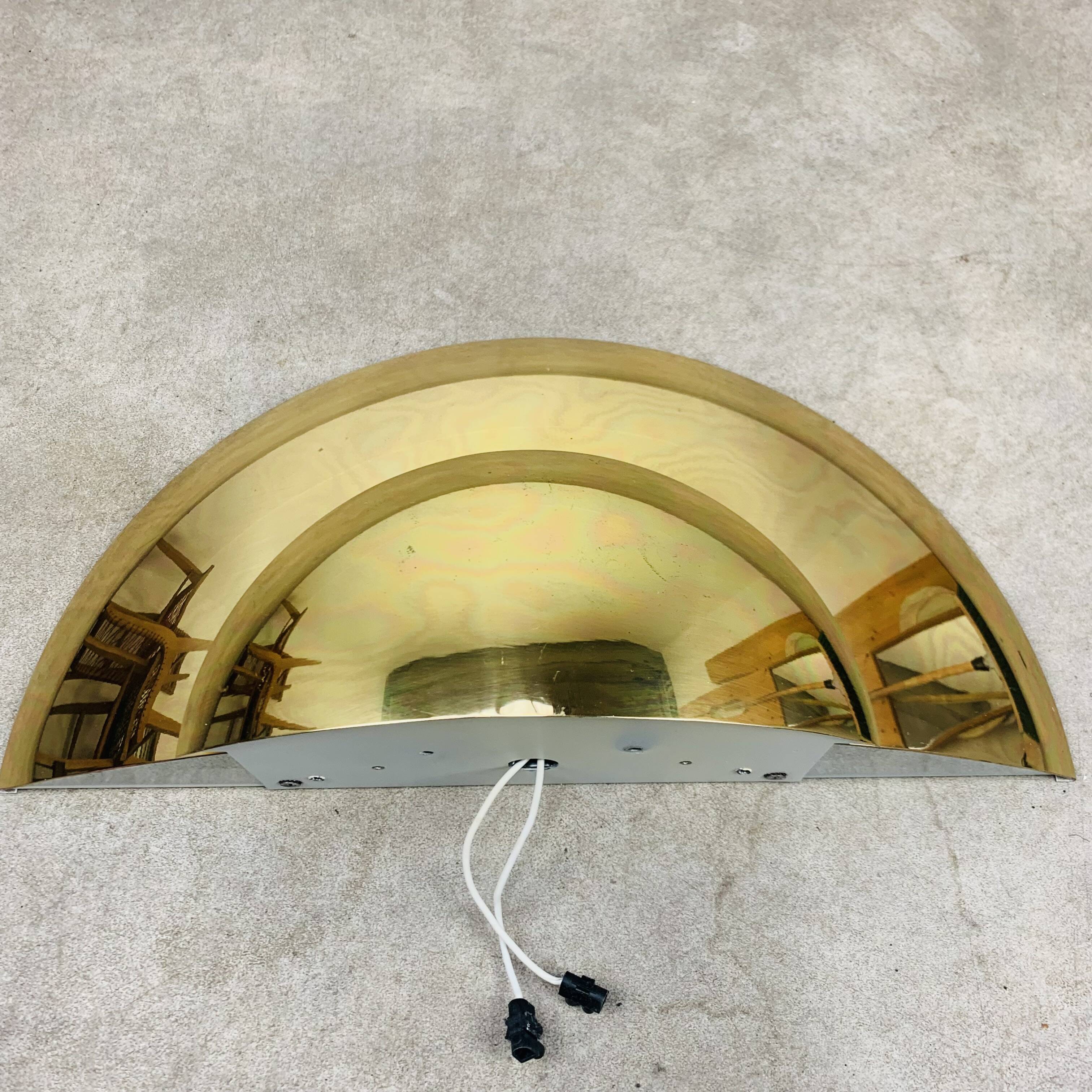 5 half moon brass wall lights Hollywood Regency style by Egoluce