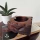 Vintage brutalist ashtray in carved wood