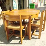Table et six chaises en orme. Vintage
