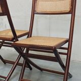 Folding chairs in wood and cane, 80's