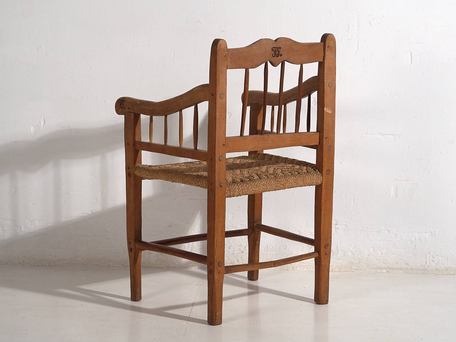 Antique solid wood armchair (c.1940) #4