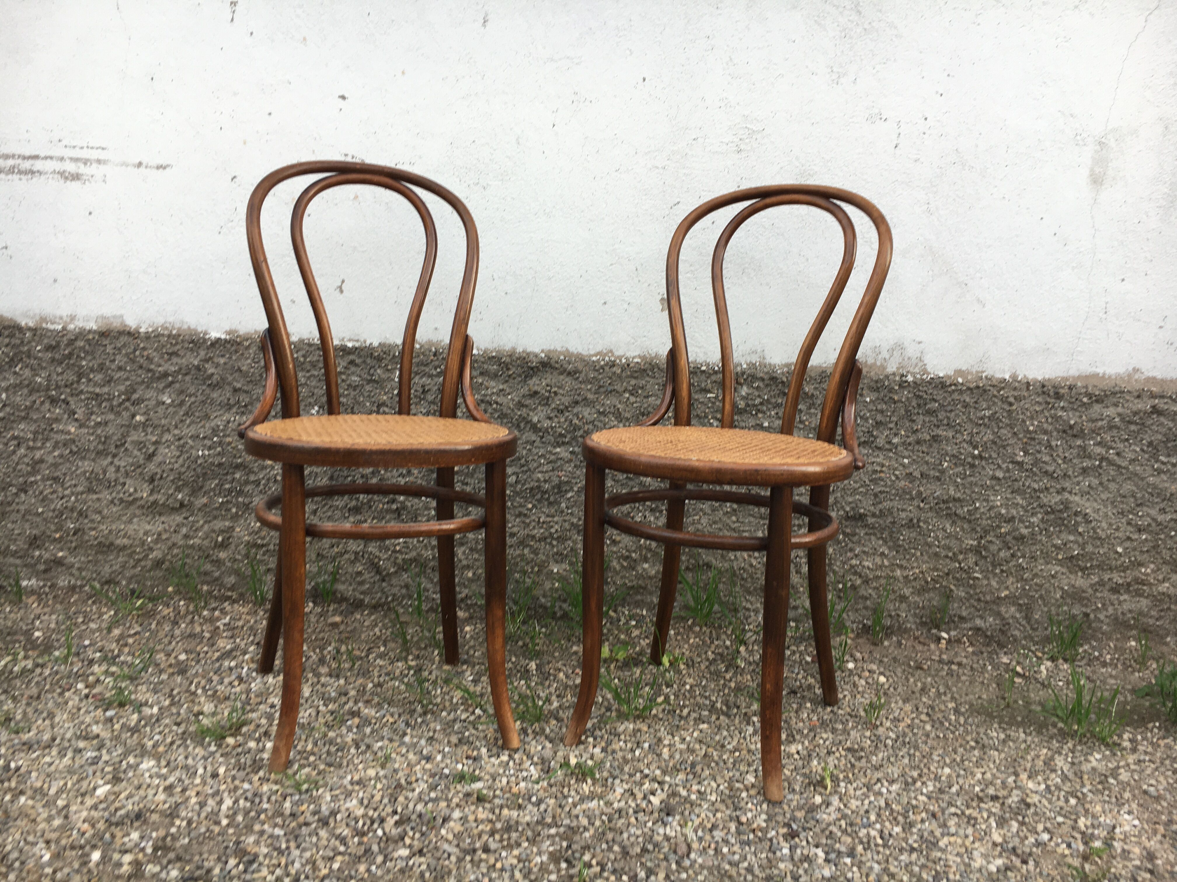 Pair of fischel chairs made in Austria curved wood
