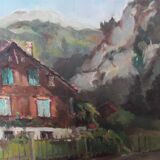 Chalet in the mountains, HST painting 40 x 50