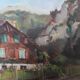 Chalet in the mountains, HST painting 40 x 50