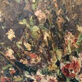 Signed flower bouquet painting