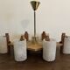 Vintage Scandinavian chandelier 6 lights – Wood and frosted Perspex – 1960s/70s