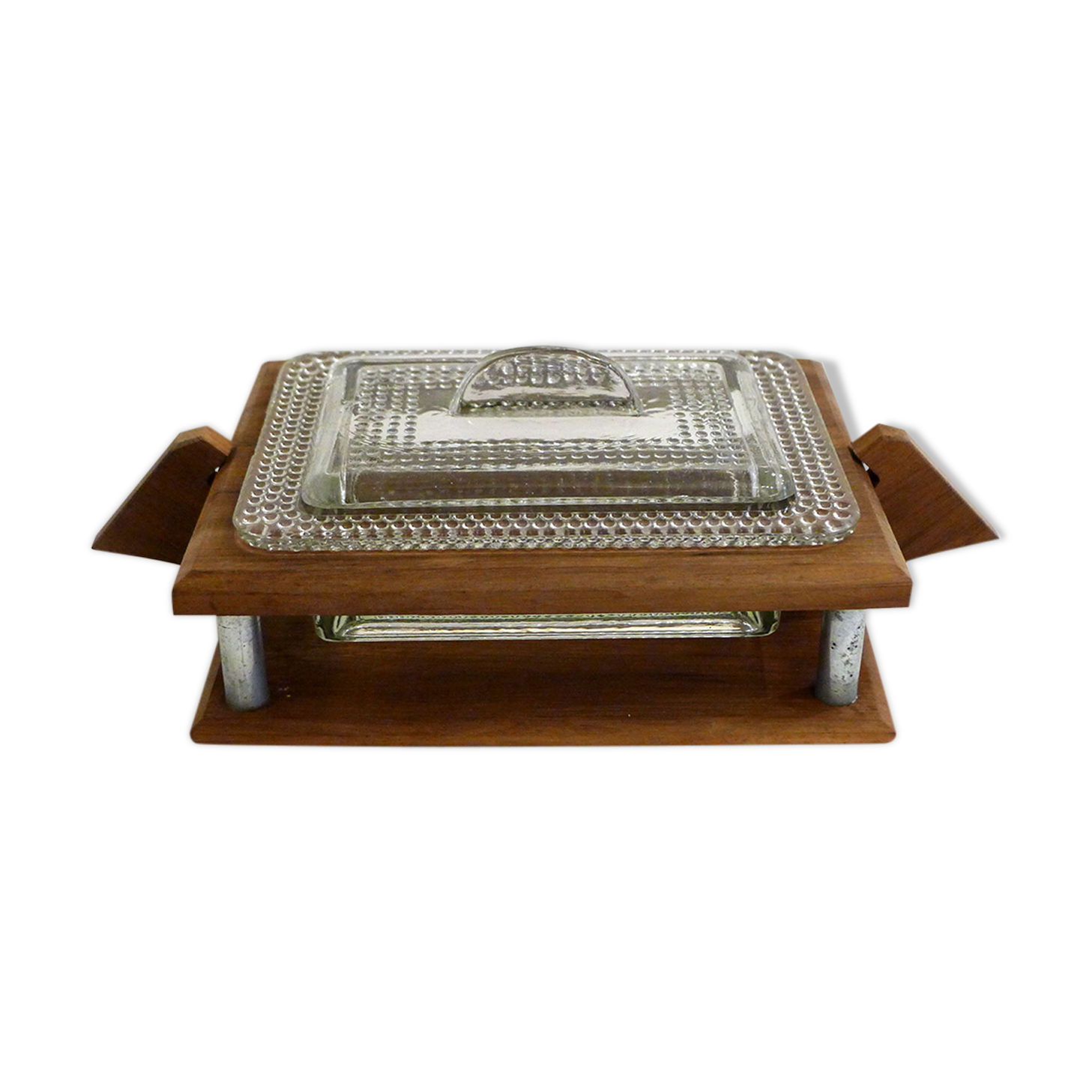 Beurrier En Verre Et Plateau En Bois De Manguier - Style Vintage Et Authentique - Marque Antic Line