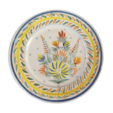 Plate in Faience HR QUIMPER hand-painted floral decoration