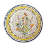 Plate in Faience HR QUIMPER hand-painted floral decoration